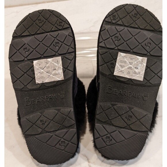 Women's Bearpaw Loki II Scuff Slipper Black Quilted Velvet Real Shearling Size 6 - Picture 6 of 8
